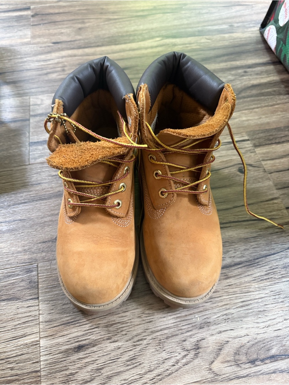 Timberland Wheat and Black Padded-Collar Lace-Up Boots